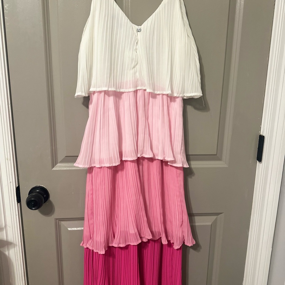 She and Sky White and Pink Layered Dress